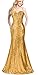 Produktbild GATMSTZ Damen Sweetheart Pailletten Brautjungfernkleider Hochzeit Braut Abendkleider Champagner 2, Sweetheart-Gold, 46