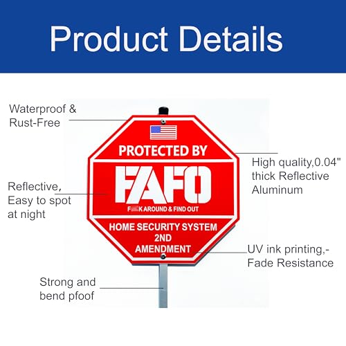 image for Poicrm FAFO Security Sign - Fuck Around and Find Out Sign with Stake, 