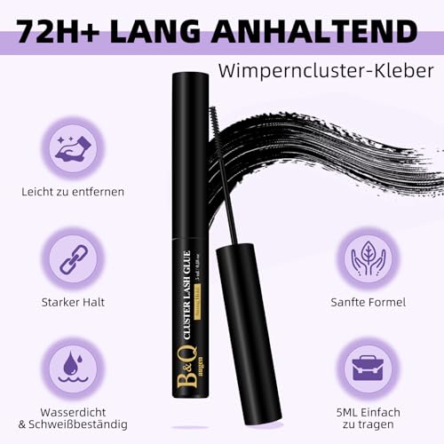 2. Bild von B&Qaugen Wimpern Kleber DIY für Wimpern Bond B&Q Schwarz Wimpernkleber für Wimpern Einzeln Wasserfest Wimpernkleber Sehr Stark Für Anfänger Lash Glue Heimwerken zu Hause (Black,5ml)