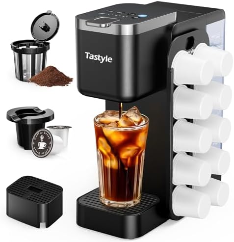 Tastyle Hot & Iced Coffee Maker with Magnetic K-Pod Holder, Fits ...