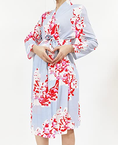 Image of SUFEINI Maternity Robe and Matching Baby Swaddle Blanket Set, Mommy Robe with Receiving Blanket Girls Boys Sleepwear