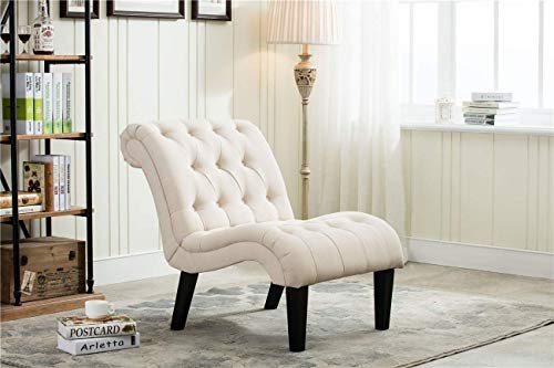 Yongqiang Accent Chairs For Living Room Set Of 2 Upholstered Tufted Bedroom Chairs Curved Armless Side Chairs With Wood Legs Linen Fabric #TOP4