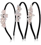 Bgfuni 3 Pieces Crystal Rhinestone Headbands, Headbands for Women, Shiny Non-Slip Beaded Flannel ...