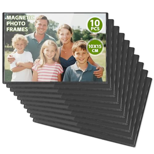 MumdoYAL 10 Piezas Marcos magnéticos para nevera, Marcos para fotos de 10 x 15 cm / 4 x 6 pulgadas,Para almacenar y presentar fotos,Marcos magnéticos para fotos, Bolsillos magnéticos para fotos