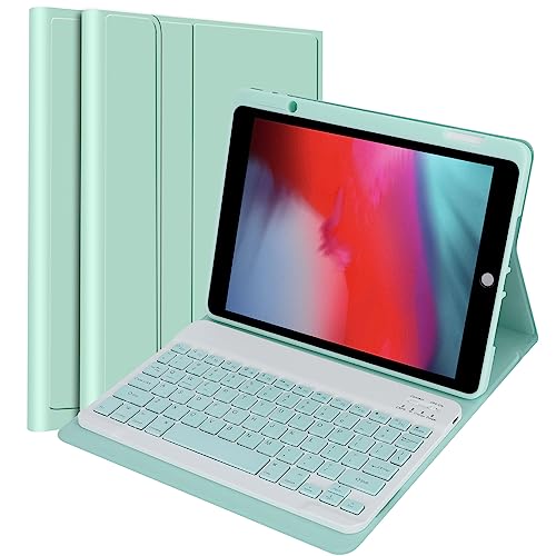 TJK CXBluetoothL[{[h for iPad 10.2 L[{[hP[X 9 8 7 ACpbh y[ Jo[ iPad9/iPad8/iPad7/Air3/Pro10.5 蒠^ E px Sʕی 