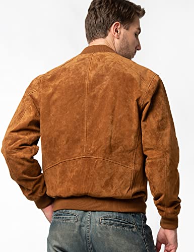 FLAVOR Men's Leather Baseball Jacket Vintage Suede Pigskin4