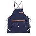 Produktbild Canvas Küchenschürzen für Frauen Männer Koch Arbeitsschürze für Grill Restaurant Bar Shop Cafés Beauty Nails Studios Uniform - Denim 75x65 M.