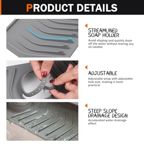 Protector contra salpicaduras de silicona ajustable que mantiene tu fregadero seco 7