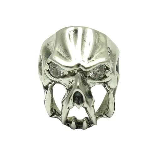 Bague motard bête tête de mort argent massif 925 Empress chevalière homme R001553