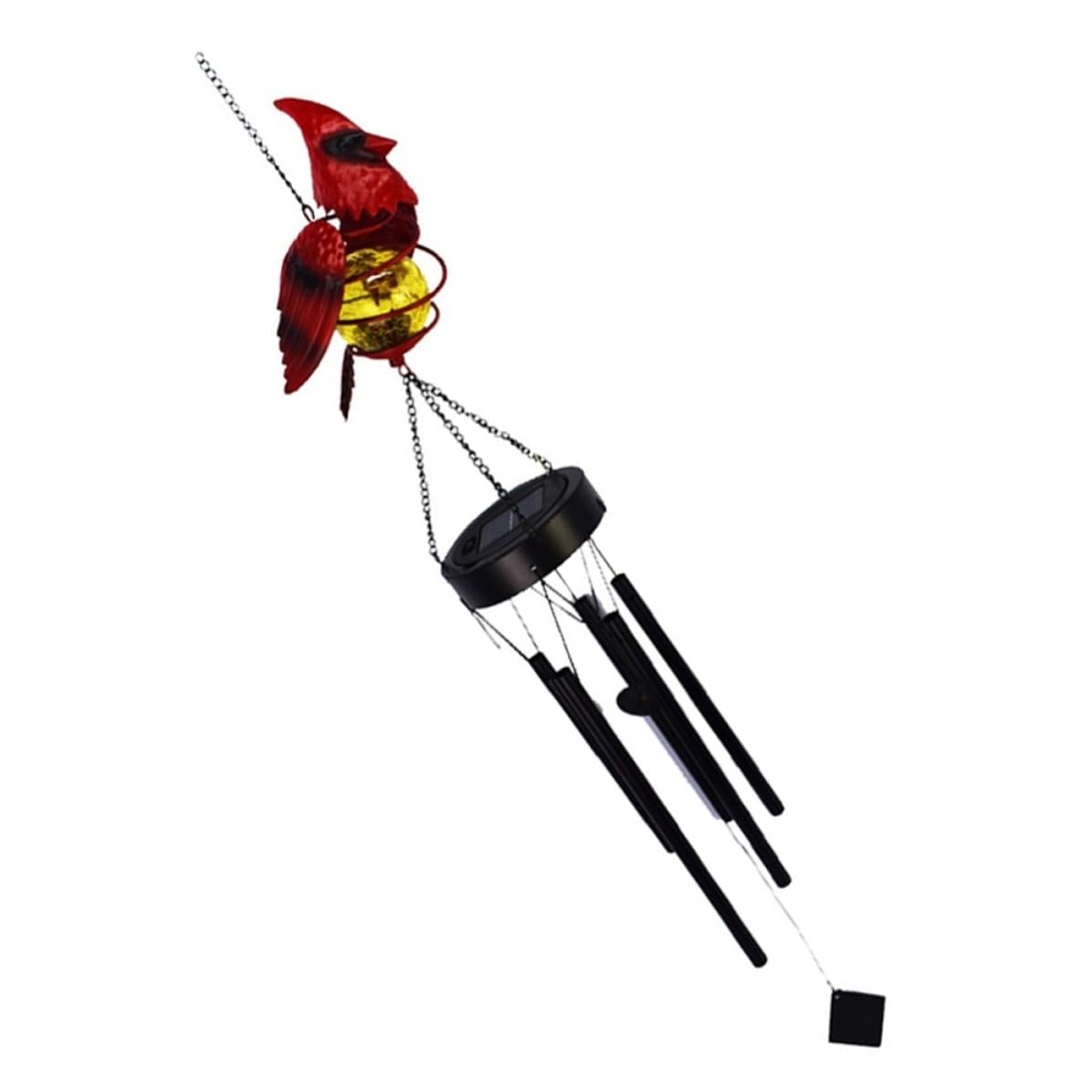 Carillón de Viento de Pájaro Solar para Exteriores, Rojo