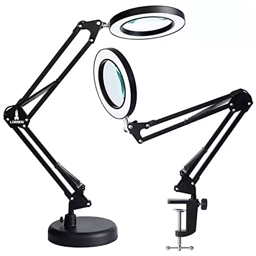 Lupa Luminária 10X Articulável Led Ring Light Garra Base Lorben