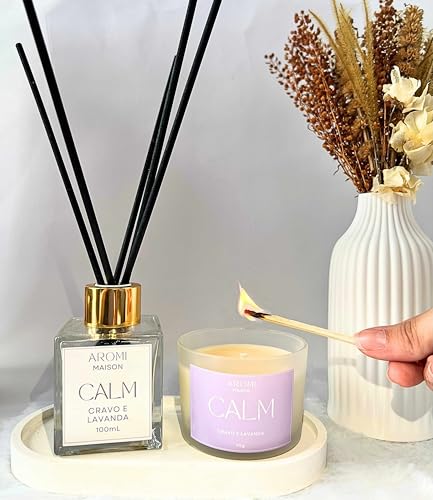 Aromi Maison - Vela Aromática Calm - Cravo e Lavanda 95g | Feita com Cera de Coco
