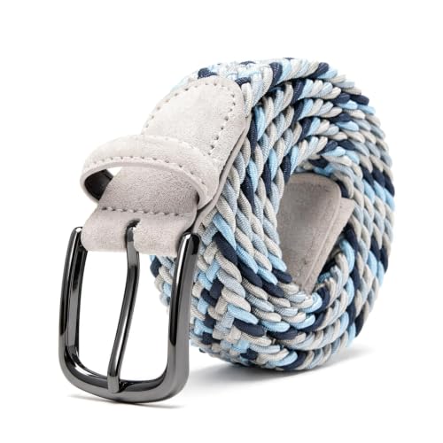 Image of Men's Stretch Braided Elastic Woven Canvas Golf Belt, multicolor,1 3 /8 inch