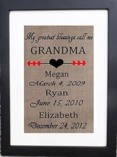 Personalized Grandma Gift | Greatest blessings call me Grandma Burlap Print for Grandmother | Mothers Day Gift | Grandchildren Names Wall Art | Custom Rustic Sign
