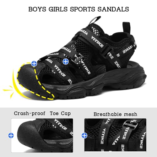 Image of JMFCHI Boys Girls Kids Closed Toe Sports Sandals Summer Water Shoes | Little /Big Kid,Comfortable lightweight,Non-slip soft sole,Hook-and-loop closure,Easy wear,Anti-collision toe,Daily casual