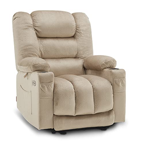 Mcombo Electric Power Recliner Chair With Heat And Massage, Usb Ports, Cup Holders, Reclining Chair For Living Room 6079 (Beige) #TOP30