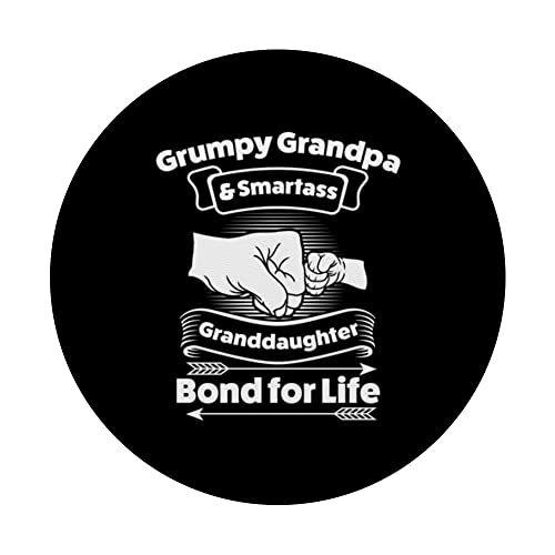 grumpy grandpa smartass granddaughter bond for life Family PopSockets Swappable PopGrip, Black - Image 3