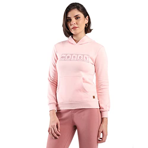 Image of PINACOLADA Women's Cotton Solid Printed Sweatshirt with Hoodie, Regular Fit for Casual Wear Full Sleeve Sweatshirt Crafted with Comfort Fit and High-Performance for Everyday Wear