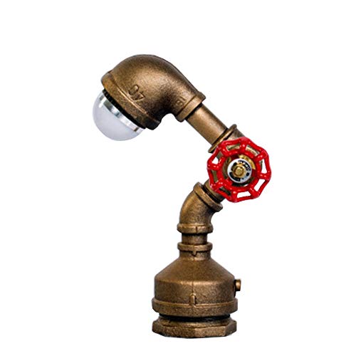 Preisvergleich Produktbild LHFING Retro Industrielle Tischlampe Kreative Antike Wasserrohr Rost Bronze Dimmbare Edison Glühbirne Schlafzimmer Nachttischlampe Restaurant Bar Cafe Dekoration Nachtlicht