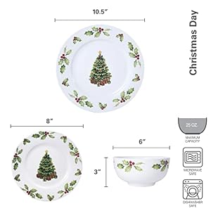 Pfaltzgraff Christmas Day Dinnerware Set, Service For 8, White Pfaltzgraff Christmas Day Dinnerware Set Service For 8 White