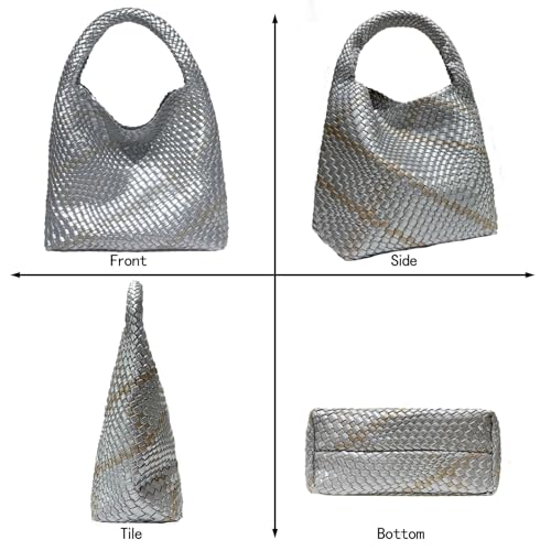 Image of JINMANXUE Woven Tote Bag for Women, Fashion Hobo Handbag, Travel Top-handle Shoulder Bag, Beach Underarm Bag with Purse
