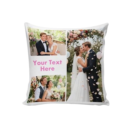 Custom4U Custom Pillow with Picture & Text Two-Sides Customized Photo Pillowcase Personalized Pillowcover Hoom Decor Love Gifts for Christmas Anniversary Wedding (Optional Pillow Insert) Sty