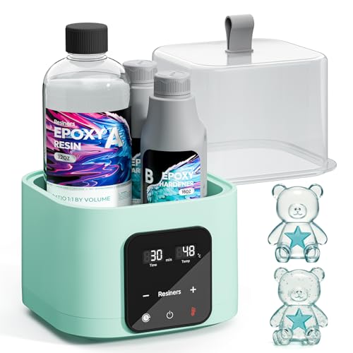 Resiners Auto Resin Preheater Thins Viscosity & Reduce Bubbles Intelligent Accurate Temperature & Time Control Large Capacity Multifunctional Warmer for 8/16/32/64oz Epoxy UV Resin Silicone Rubber