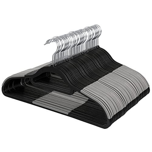 Elama Home 50 Piece Plastic Non Slip Hanger in Black and Gray,ELH-50