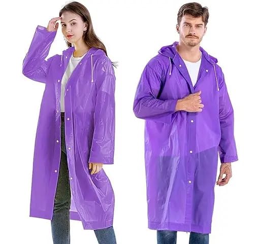Unisex Waterproof Long Raincoat with Hood Lightweight Rain Coat Dress for Men and Women combo 2-image-10