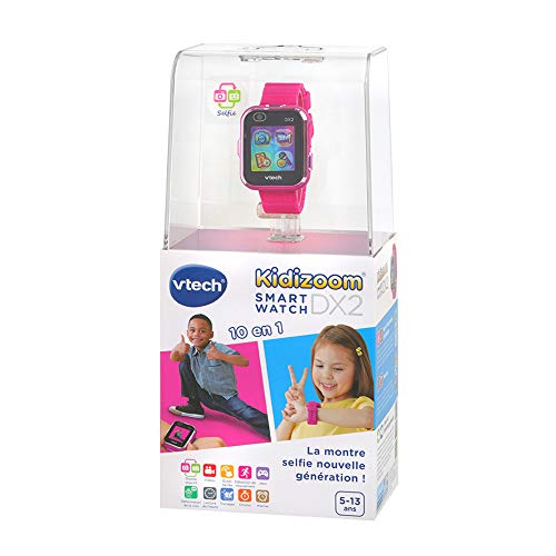 VTech - KidiZoom SmartWatch DX2 Rose Framboise, Montre Digitale Enfant, Photo, Selfie, Vidéo, Écran Tactile Vertical, Jouet High-Tech, Cadeau Enfant et Ado de 5 Ans à 13 Ans - Contenu en Français