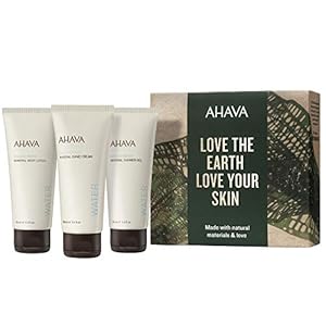 AHAVA Love the Earth Love your Skin Gift Set – Dead Sea Water Mineral Hand Cream, Body Lotion & Shower Gel, 3.4 Fl Oz each, signature with our signature Osmoter™, daily natural skin revival collection
