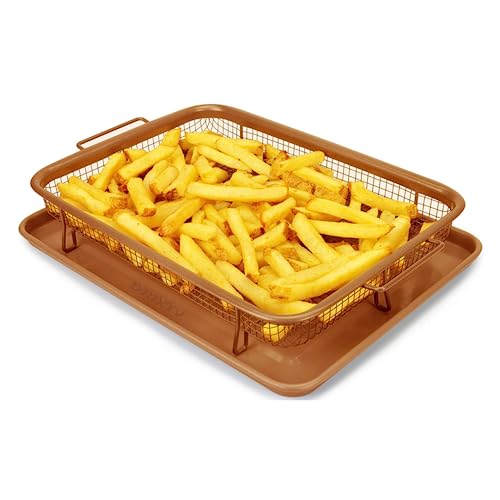 Image of Air Fry Tray Non-Stick Crisper Tray for Microwave /Over Baking Tray Crisping & Steel Pan Grill Basket Uses Hot Air to Crisp and Fry Food Without Oil or Unhealthy Fats Grill & Crisping Basket
