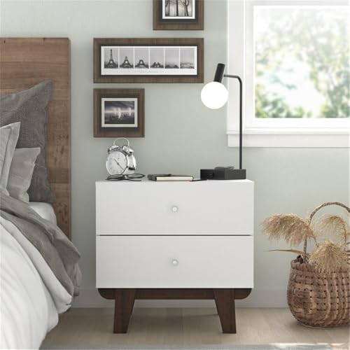 Hillsdale Kincaid 2-Drawer Modern Wood Nightstand in Matte White - Thumbnail 6