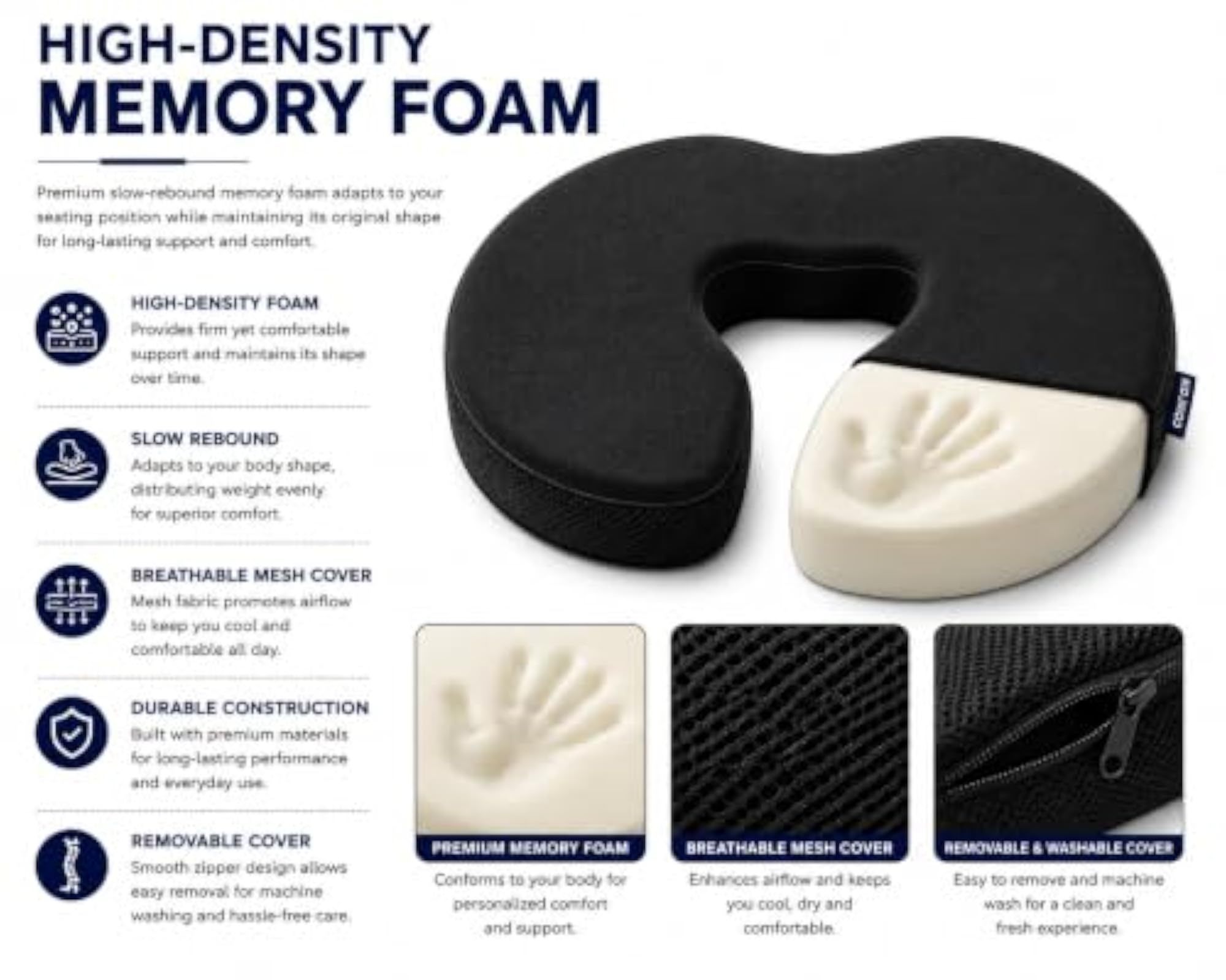 Premium Coccyx Car Seat Cushion with Memory Foam