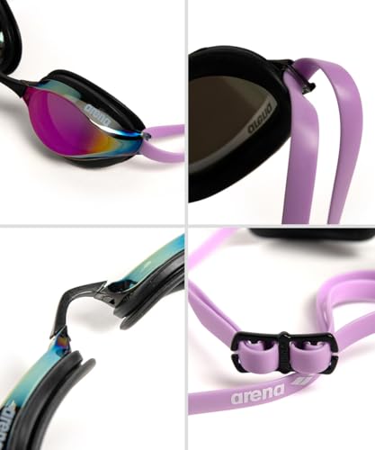 Image of ARENA Unisex Python Racing Swim Goggles for Men and Women Anti-Fog No Leak Max Comfort Dual Strap, Mirror /Non-Mirror Lens