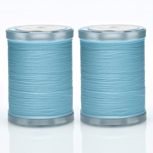 Image of Selric 300Yards Extra Strong Bonded Nylon Thread for Leather Sewing, Sky Blue Heavy Duty Upholstery Thread for Heavy Fabric (2 Spools)-Sky Blue