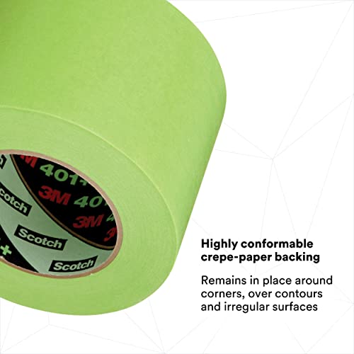 Image of 3M High Performance Green Masking Tape 401+, Superior Adhesion, Clean Removal, Highly Conformable, Paint-Bleed Resistant, 5 in x 60 yd, 1 Roll