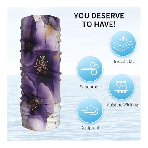 Watercolor Purple Flowers Pattern Neck Gaiter Face Mask Scarf Bandana Head Wrap Uv Protection Balaclava For Sports4
