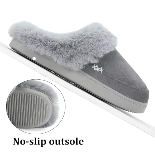 ninecifun women39s and men39s memory foam house slippers faux fur lined indoor fuzzy slippers with no-slip sole slip on suede home shoes warm winter gift for women amp men