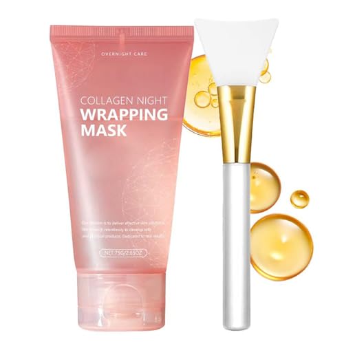 Collagen Mask Collagen Night Wrapping Mask Peel-Off Overnight Sleeping Mask for Hydrating Smooth Refreshed Skin Easy Peel Skincare 2.54 fl oz (1 Pack)