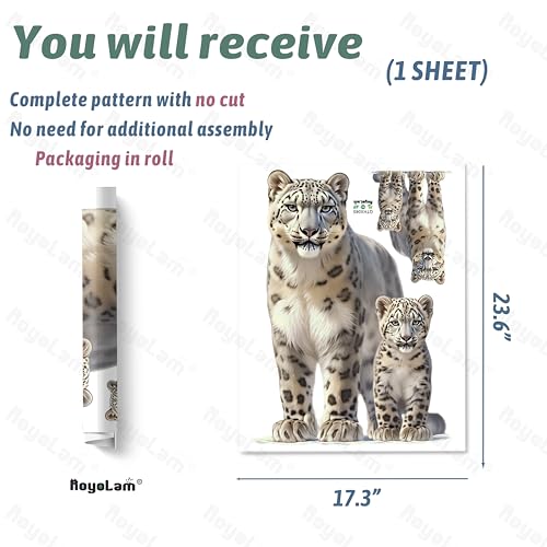 Vinilo Decorativo Leopardo de Nieve con Cría miniatura 4