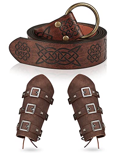 Tarpop Faux Leather Arm Guards Leaf Bracers Medieval Viking Belt Leather Belt Renaissance Costume Accessories for Women Men
