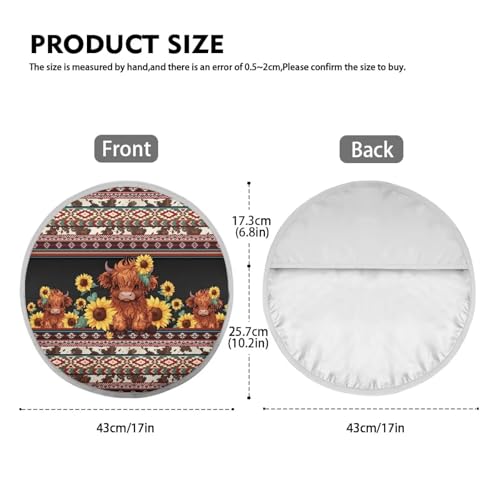 Image of Aztec Highland Cow Car Steering Wheel Cover Sun Shade Reflect UV Sun and Heat Auto Interior Protector Easy Installation Universal Steering Wheel Cover for Car Truck SUV Van 17 inch