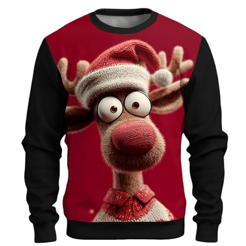 Christmas Sweatshirts for Men Reindeer Graphic Pullover Funny Holiday Tops - image 1