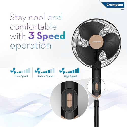 Image of Crompton HISPEED Torpedo EX 400 mm Pedestal Fan | 2100 RPM | Easy Neck Tilt Mechanism | Superior Air Delivery | Smooth Oscillation | 2 Year Warranty | Black Bronze