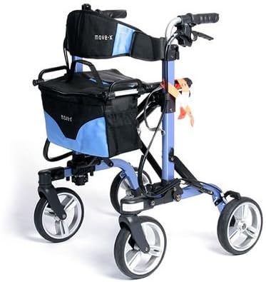 MOVE-X Folding Rollator Deluxe 4-wheel Walker Foldable Light Weight - Blue from