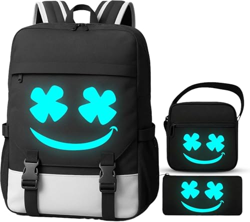 GRENDS 3in1 Rucksack Jungen Schulrucksack Teenager Mädchen Schulranzen Jugendliche Coole Schule Daypacks Kinder Reflektierender Schultasche Outdoor Groß Wasserdicht Ranzen Schultertaschen Set (Blau) GRENDS 3in1 Rucksack Jungen Schulrucksack Teenager Mädchen Schulranzen Jugendliche Coole Schule Daypacks Kinder Reflektierender Schultasche Outdoor Groß Wasserdicht Ranzen Schultertaschen Set (Blau)