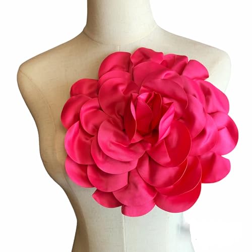 Image of Heyiwell Large Satin Fabric flower for Brooch Pin Wedding Party Dance Dress Suit Clothes Head Hair Accessories DIY Decor 9.45 inchInch