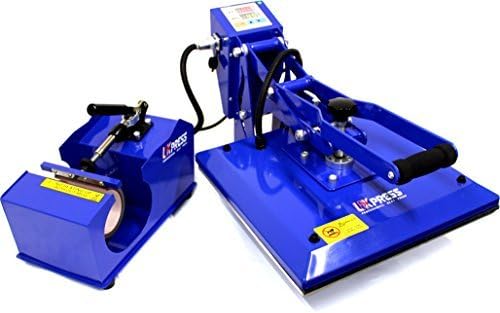 UKPress Blue Wave 38x38cm HIGH Pressure Heat Press + Mug Press Attachment (Combo Model HPC580)
