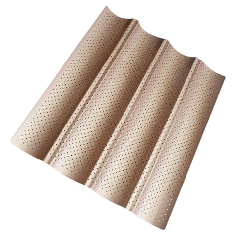 VINTORKY 1pc Nonstick Strip Baking Tray for French Bread - Household Pad with Air for Artisan Bread Baking Easy to Clean and Reusable Golden
